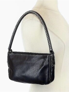 Ralph Lauren Black Leather Shoulder Bag with Contrast Stitching